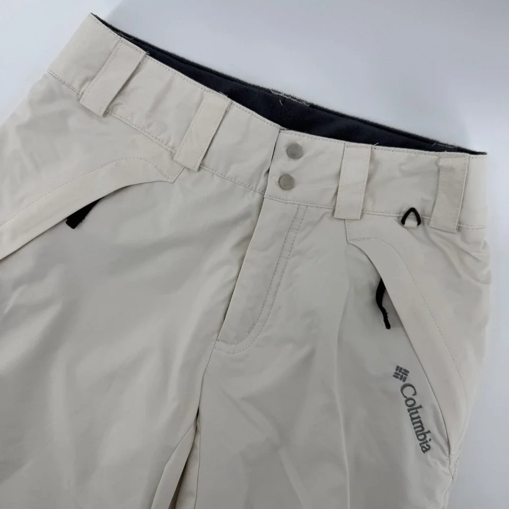 Columbia Snow‎ Pants Kids Youth 10/12 White Cream Omni-Tech Insulated Ski Bibs